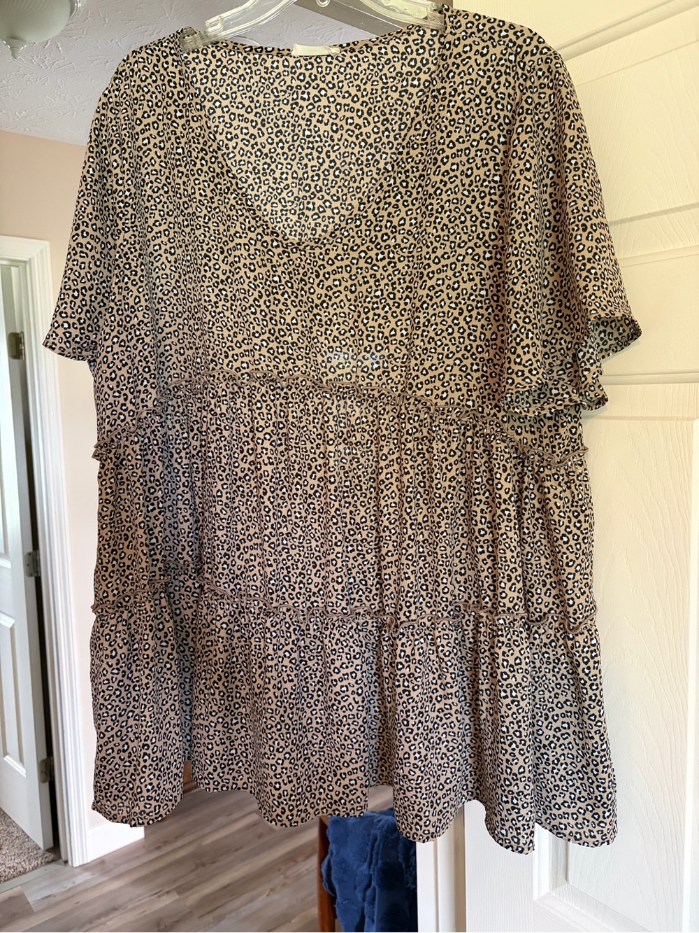 Leopard Print Tiered Women's top - Beige/Black